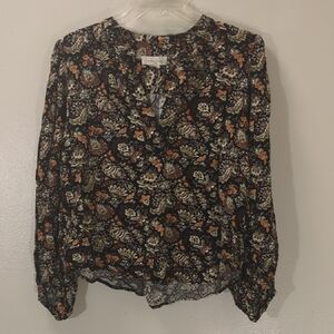 Treasure & Bond Black and Orange Floral Blouse